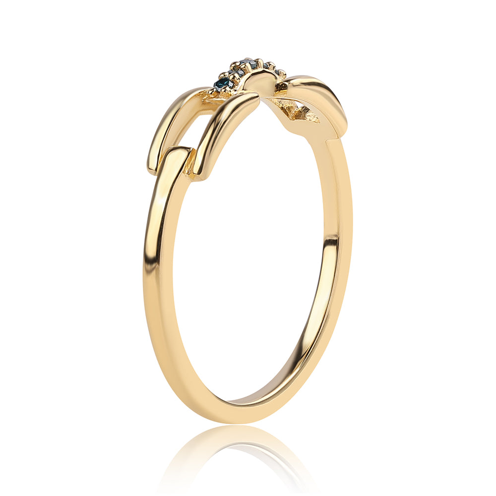 Pozlátený Strieborný Prsteň s Modrým Diamantom 3 