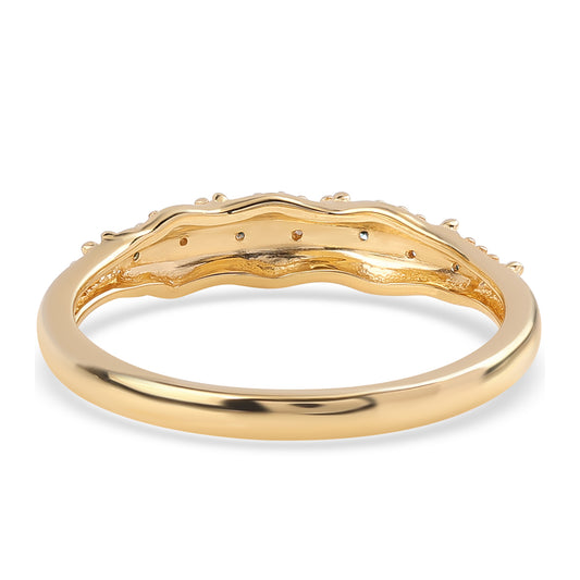 Pozlátený Strieborný Prsteň s Modrým Diamantom a Bielym Diamantom