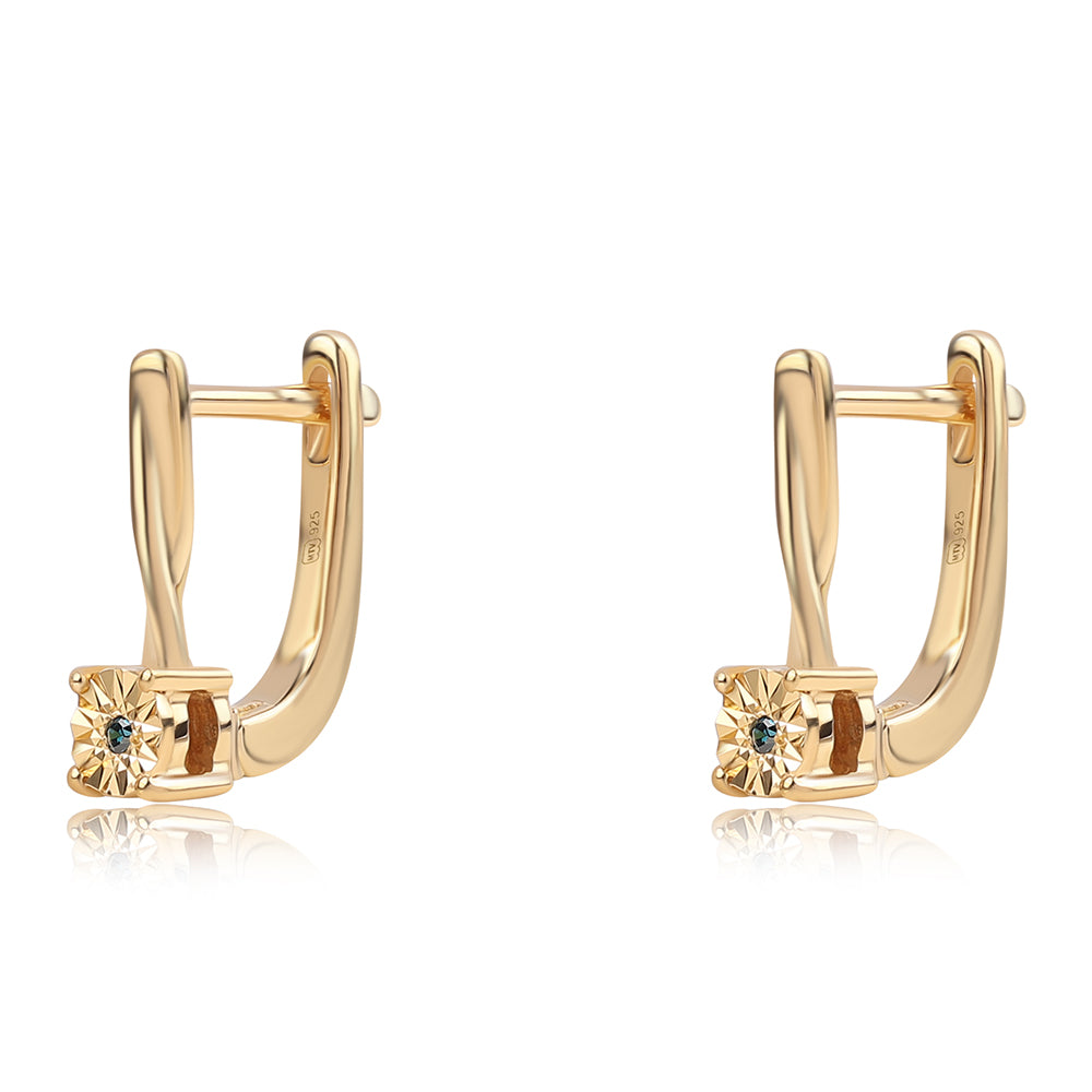 Pozlátené Strieborné Náušnice s Modrým Diamantom 1 