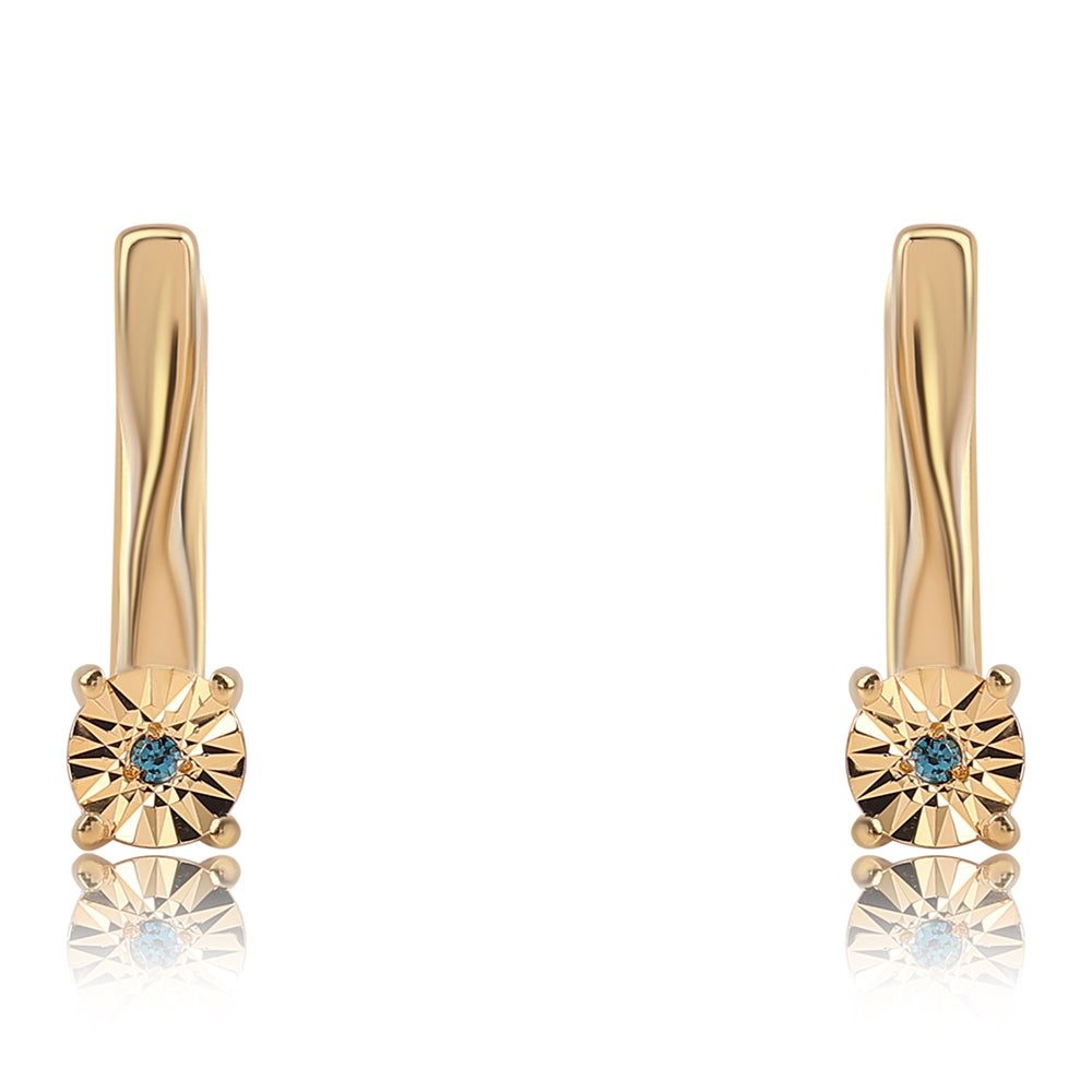 Pozlátené Strieborné Náušnice s Modrým Diamantom