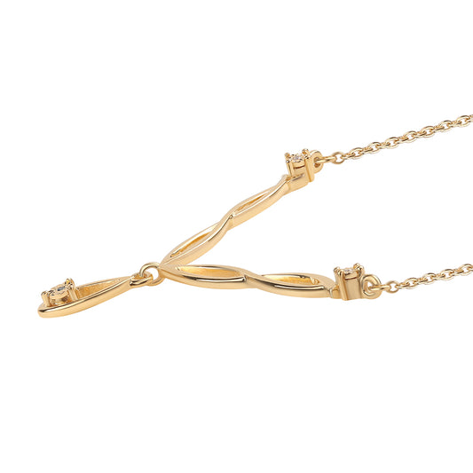 Pozlátený Strieborný Náhrdelník s Modrým Diamantom a Bielym Diamantom