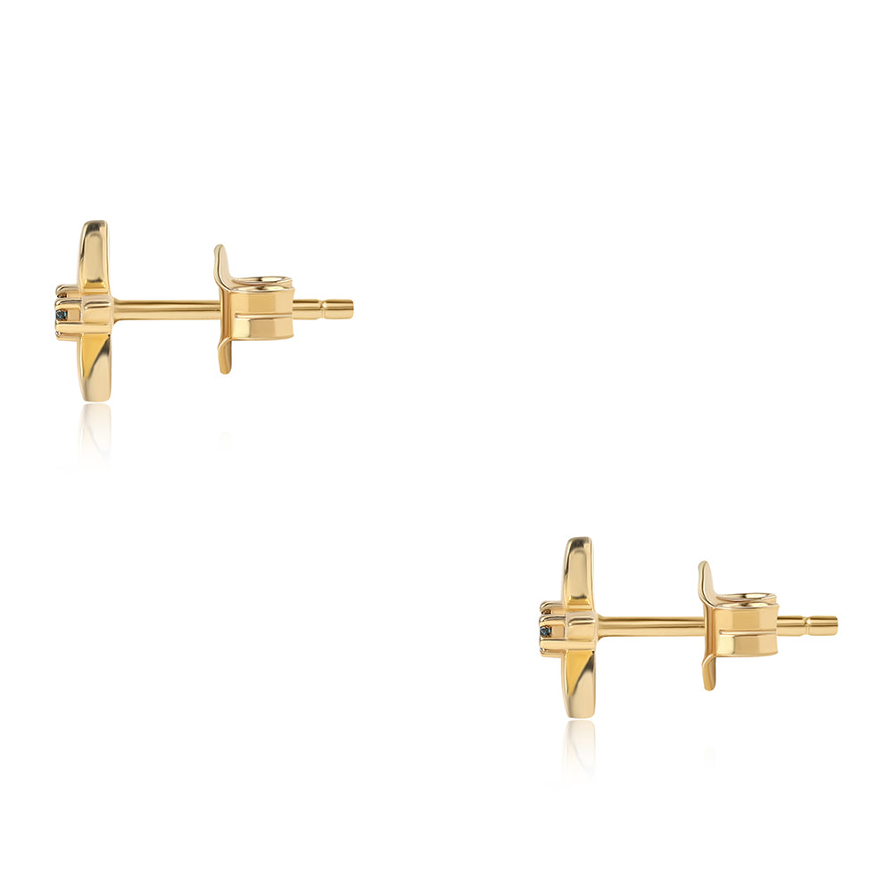 Pozlátené Strieborné Náušnice s Modrým Diamantom