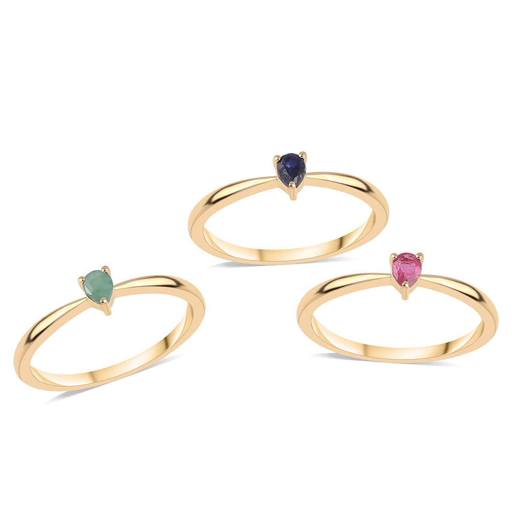 Pozlátené Strieborné Sada s Thajským Rubínom a Brazílskym Smaragdom ( Prsteň ) 1 