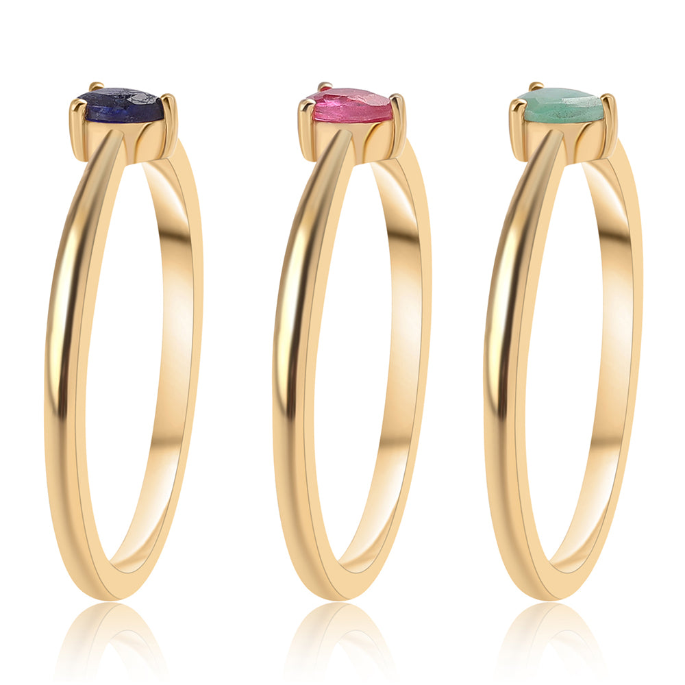 Pozlátené Strieborné Sada s Thajským Rubínom a Brazílskym Smaragdom ( Prsteň ) 2 