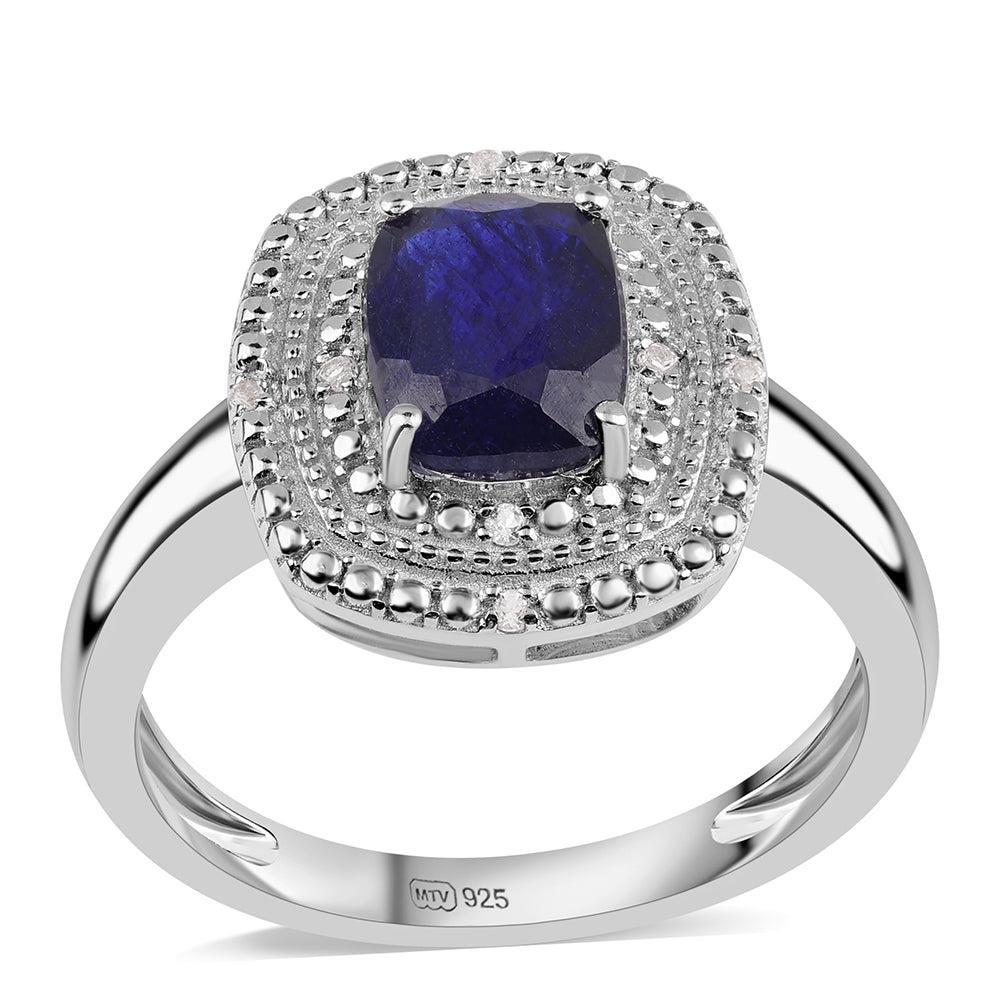 Strieborný Prsteň s Austrálskym Modrým Zafírom a Bielym Topásom 1 