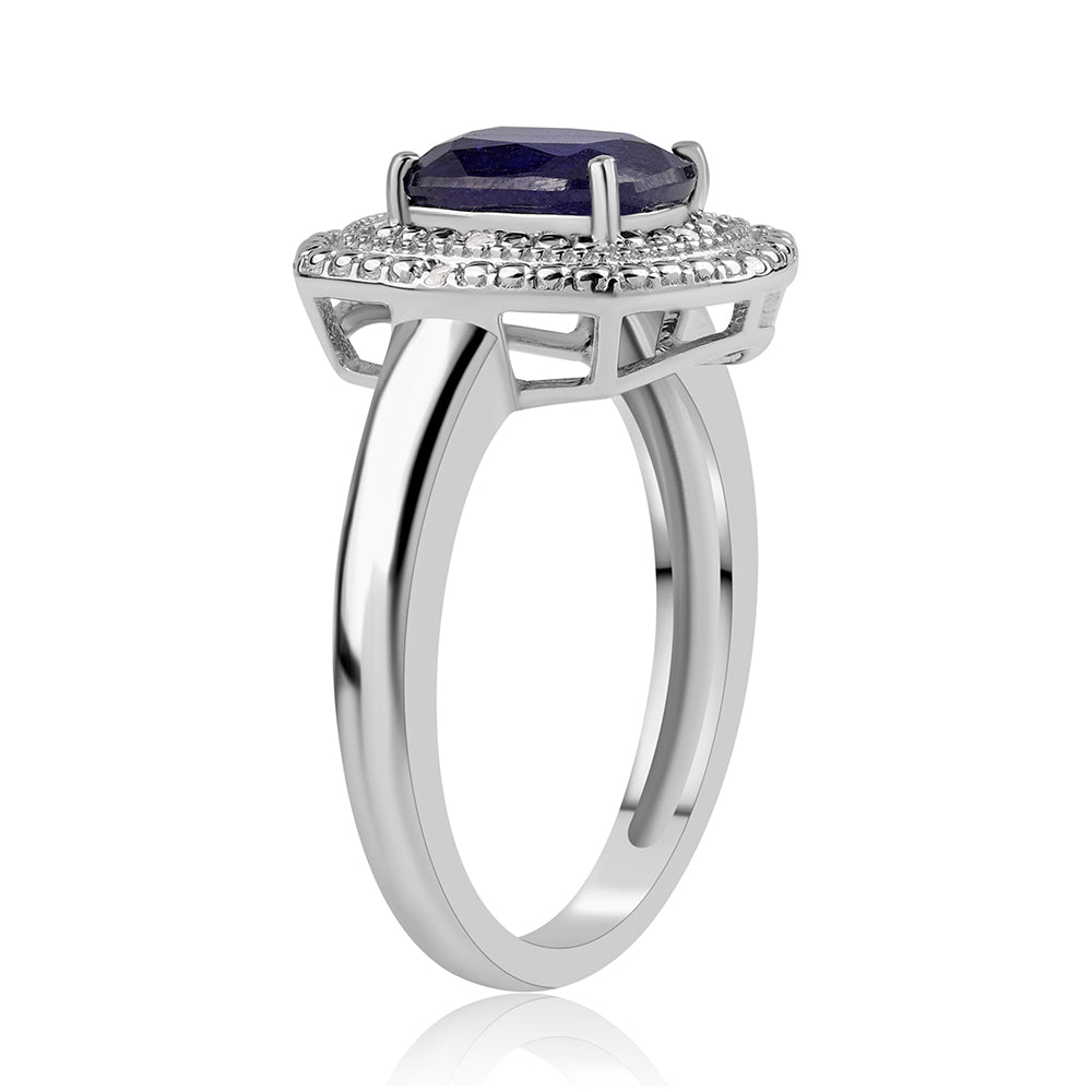 Strieborný Prsteň s Austrálskym Modrým Zafírom a Bielym Topásom 3 