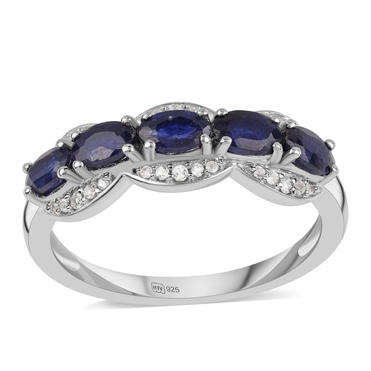 Strieborný Prsteň s Austrálskym Modrým Zafírom a Bielym Topásom