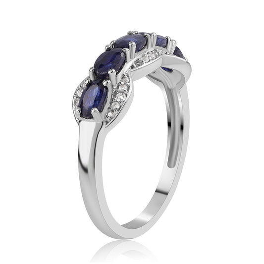 Strieborný Prsteň s Austrálskym Modrým Zafírom a Bielym Topásom