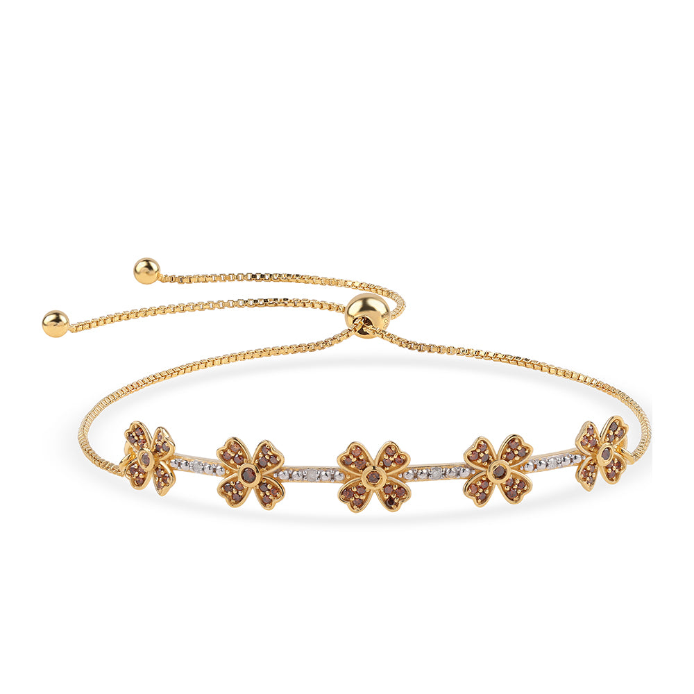 Pozlátený Strieborný Náramok s Červeným Diamantom a Bielym Diamantom 1 