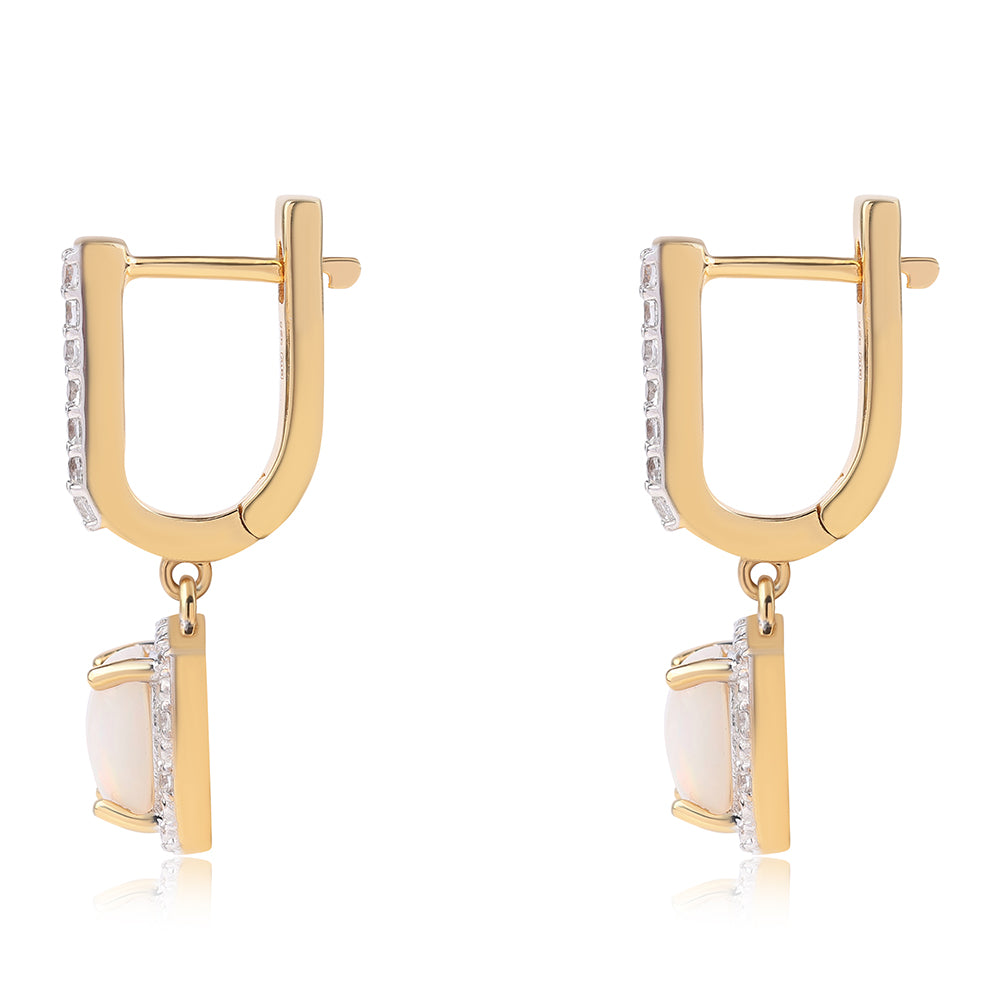 Pozlátené Strieborné Náušnice s Etiópskym Opálom z Lega Dembi a Bielym Topásom 3 