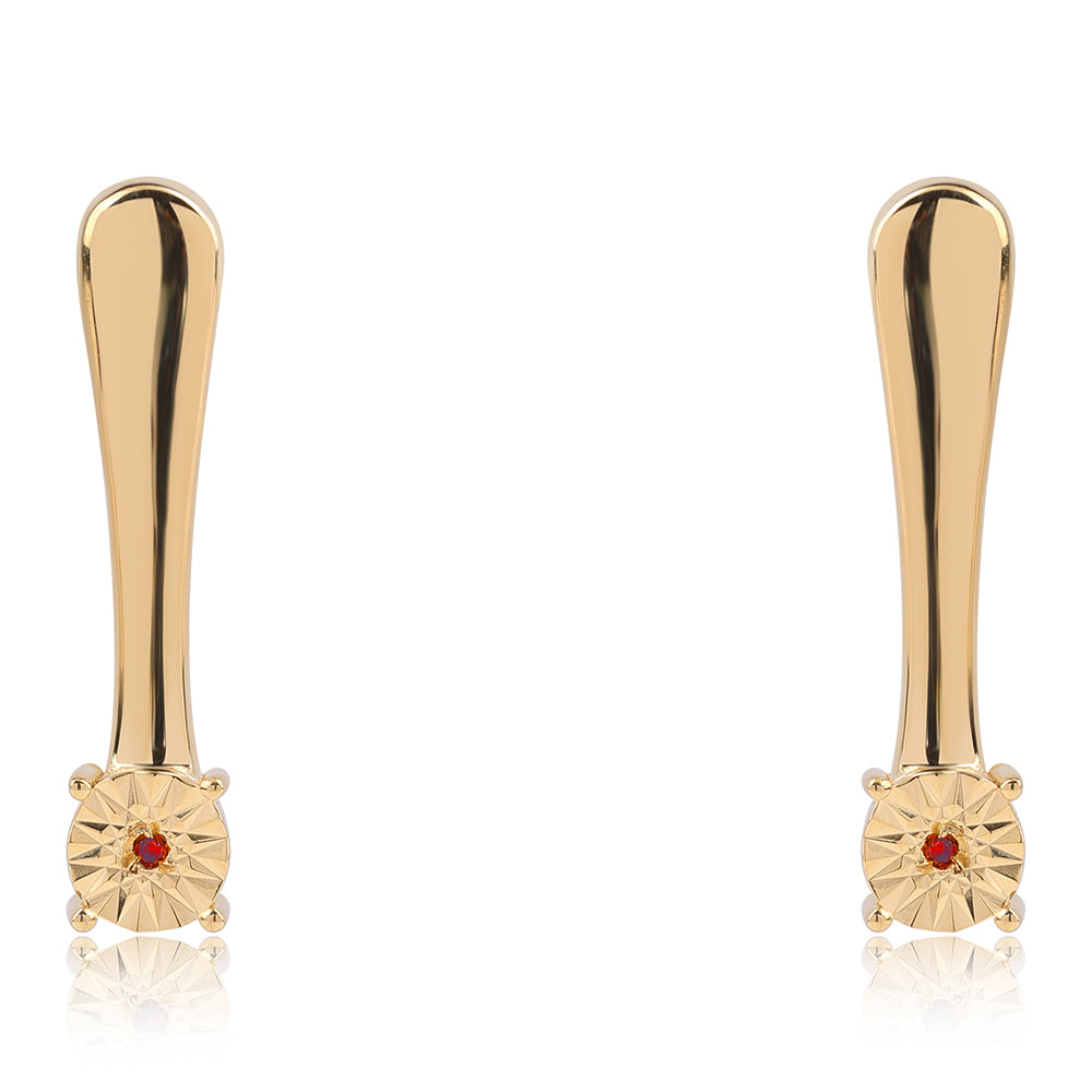 Pozlátené Strieborné Náušnice s Červeným Diamantom 1 