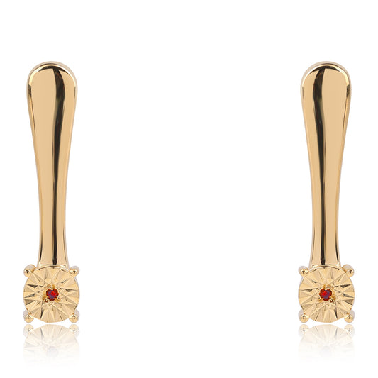 Pozlátené Strieborné Náušnice s Červeným Diamantom