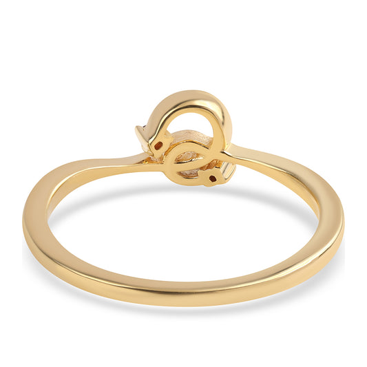 Pozlátený Strieborný Prsteň s Červeným Diamantom