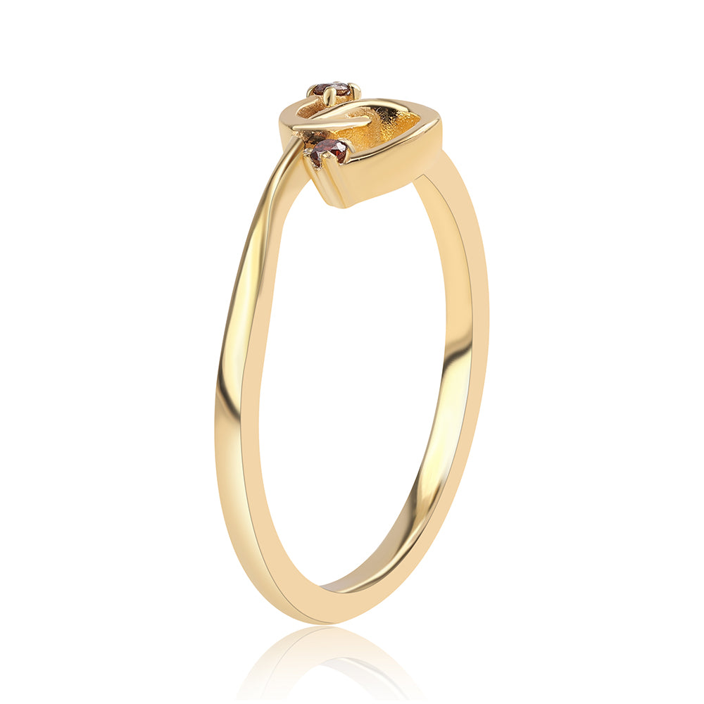 Pozlátený Strieborný Prsteň s Červeným Diamantom