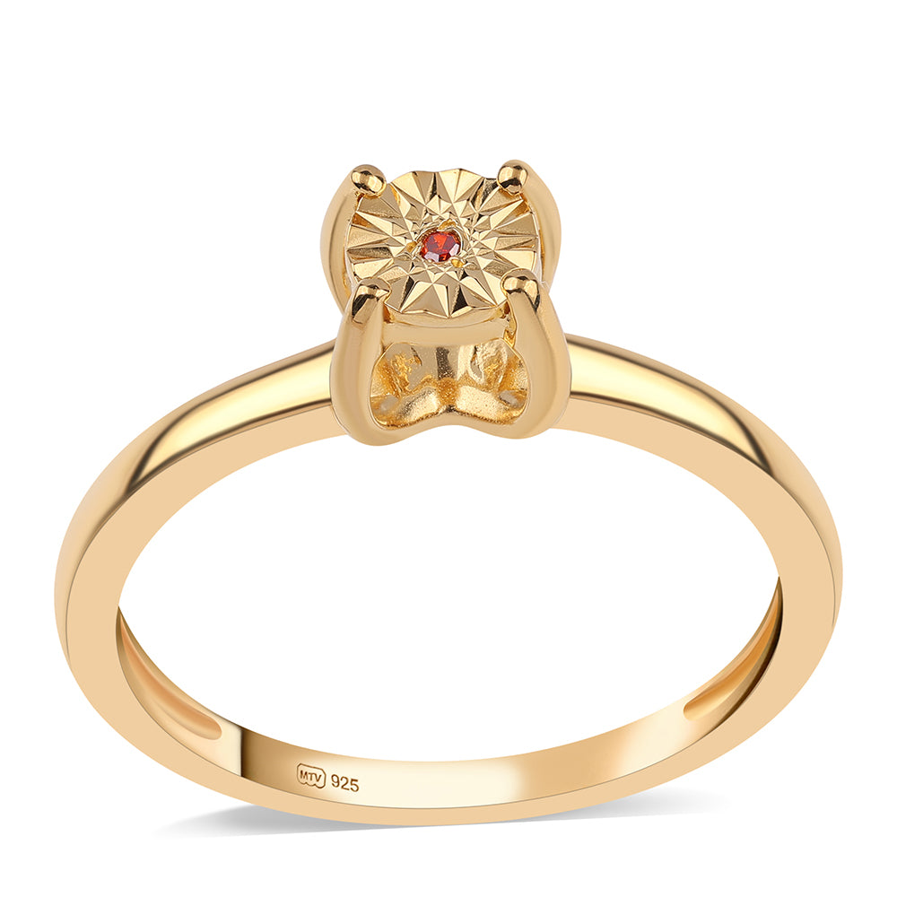 Pozlátené Strieborné Sada s Červeným Diamantom ( Náušnice+Prsteň +Prívesok ) 5 