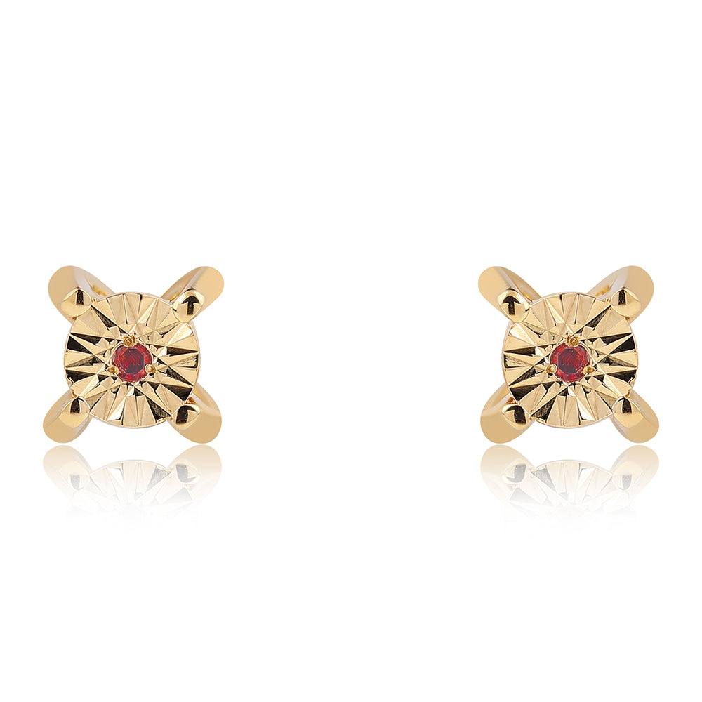 Pozlátené Strieborné Sada s Červeným Diamantom ( Náušnice+Prsteň +Prívesok )