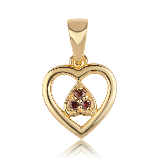 Pozlátený Strieborný Prívesok s Červeným Diamantom