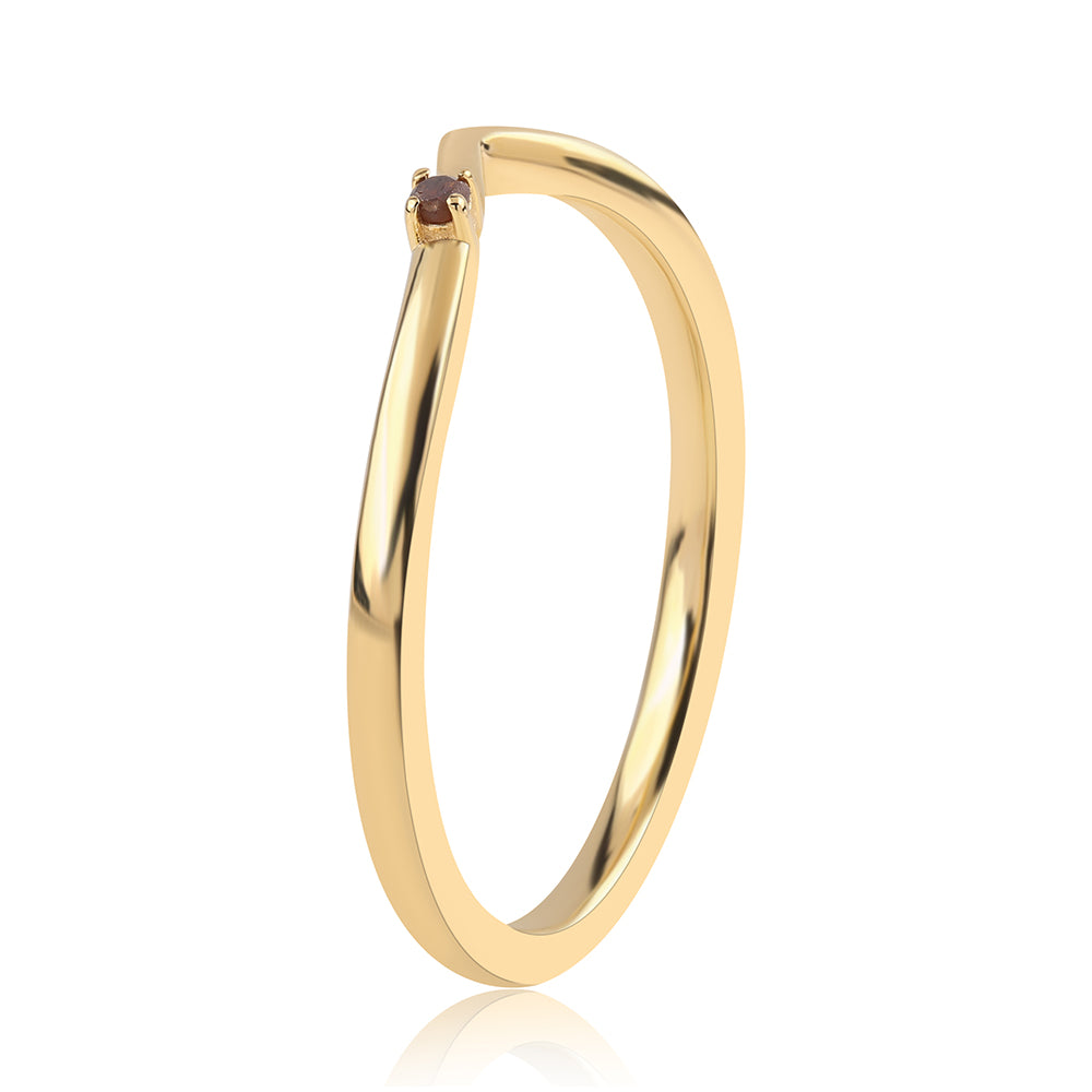 Pozlátený Strieborný Prsteň s Červeným Diamantom 3 