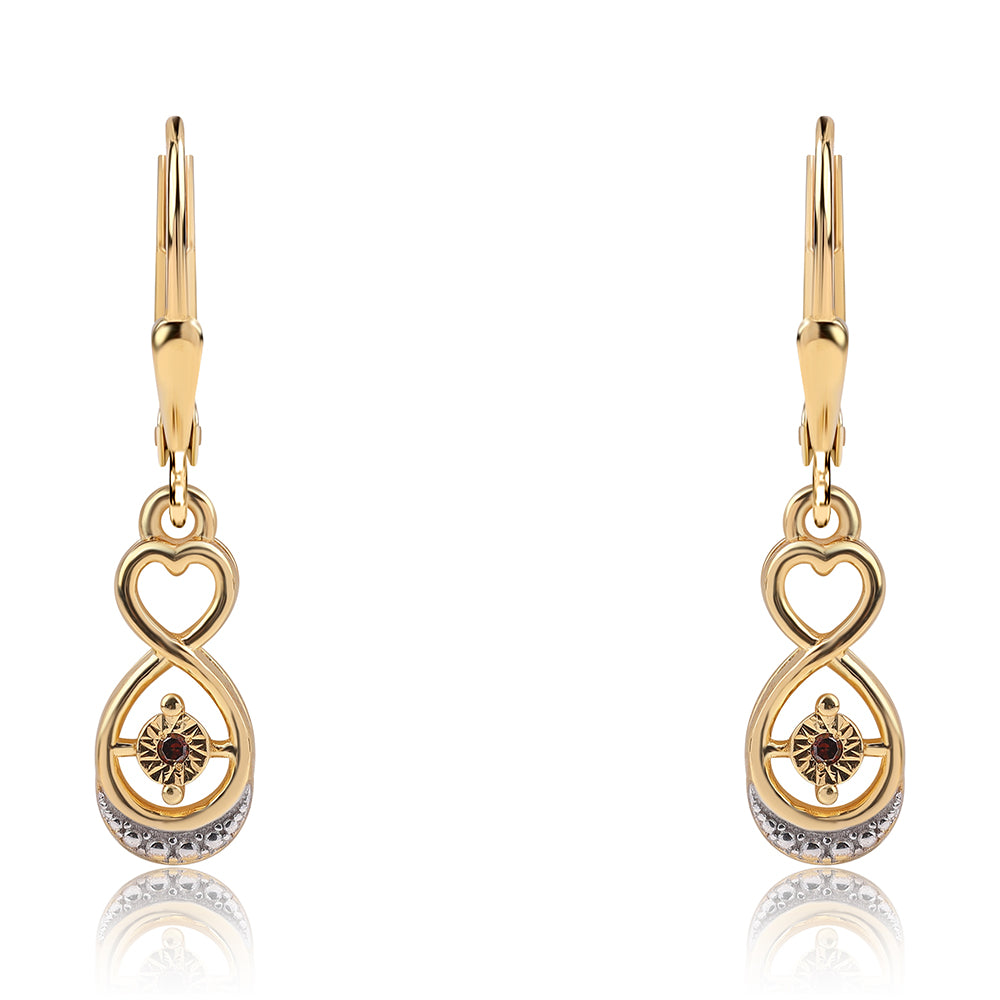 Pozlátené Strieborné Náušnice s Červeným Diamantom