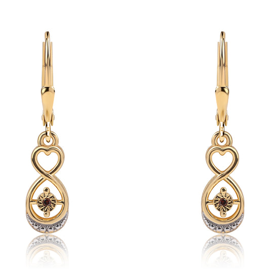 Pozlátené Strieborné Náušnice s Červeným Diamantom