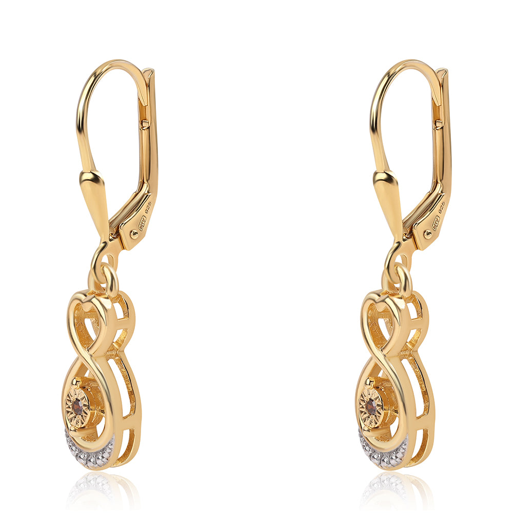 Pozlátené Strieborné Náušnice s Červeným Diamantom