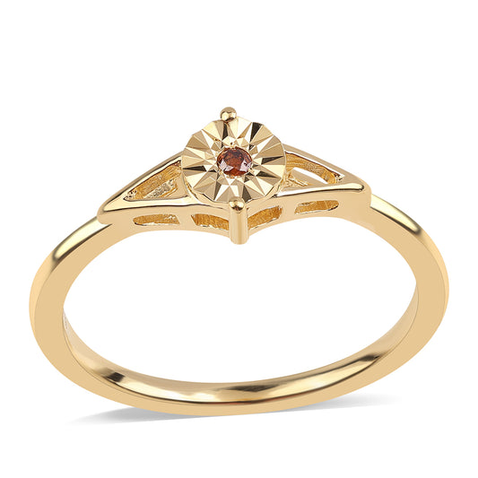 Pozlátený Strieborný Prsteň s Červeným Diamantom
