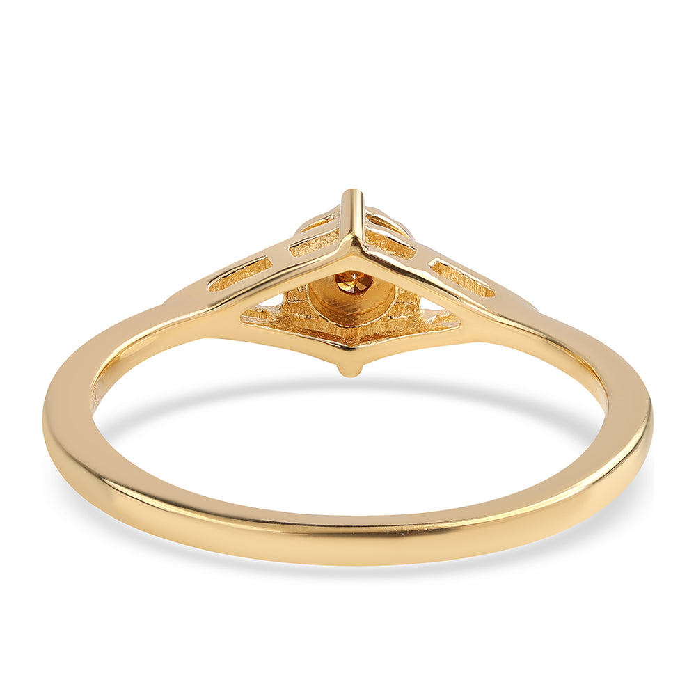 Pozlátený Strieborný Prsteň s Červeným Diamantom 2 