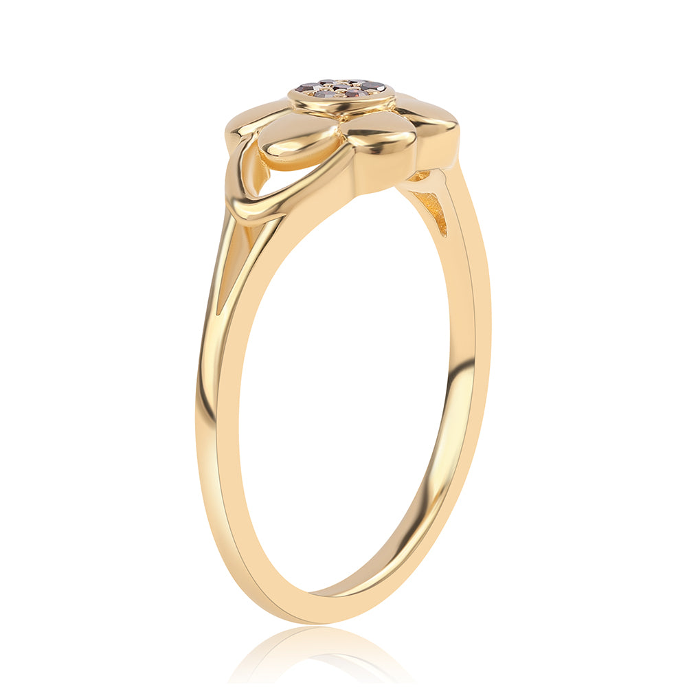 Pozlátený Strieborný Prsteň s Červeným Diamantom 3 