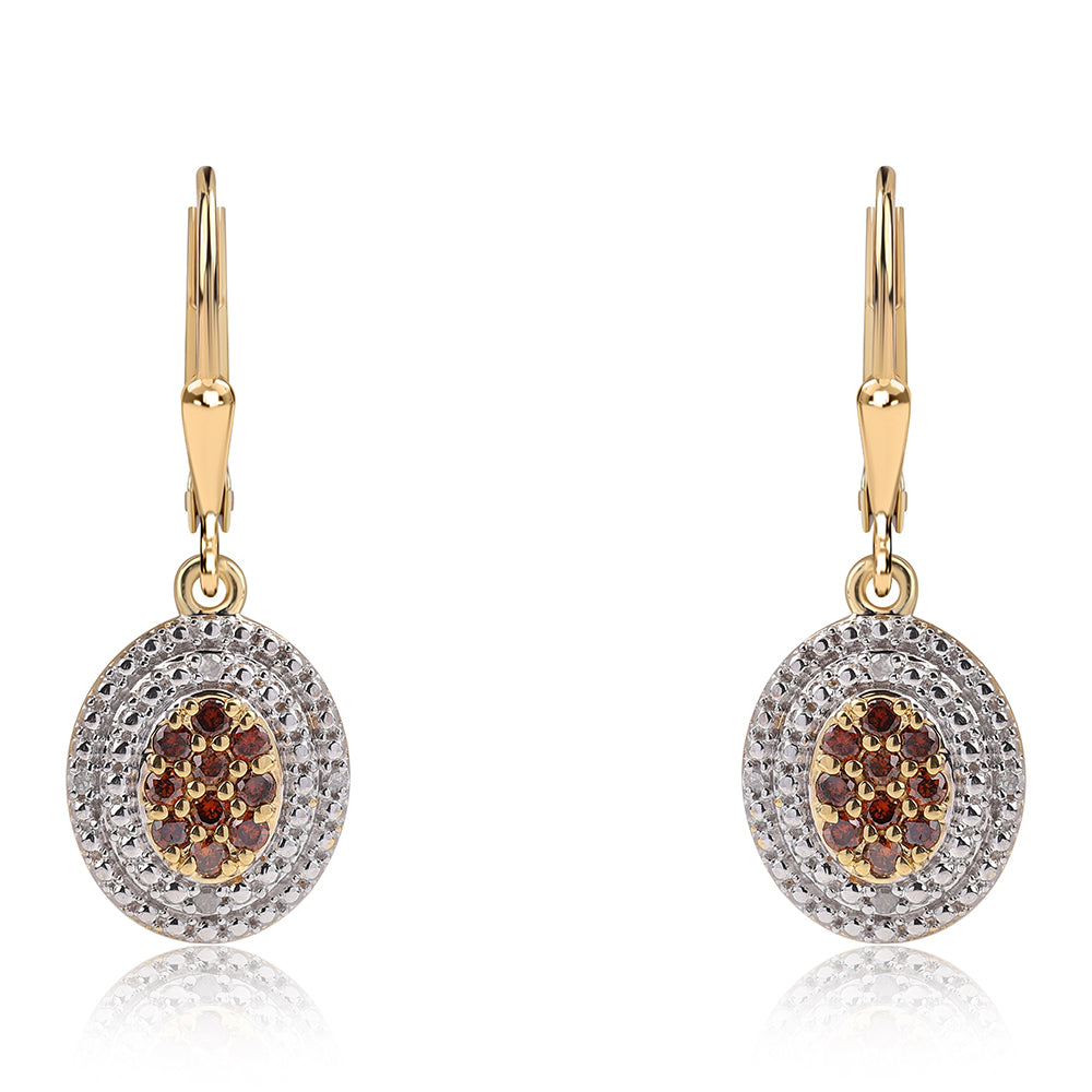 Pozlátené Strieborné Náušnice s Červeným Diamantom a Bielym Diamantom 1 