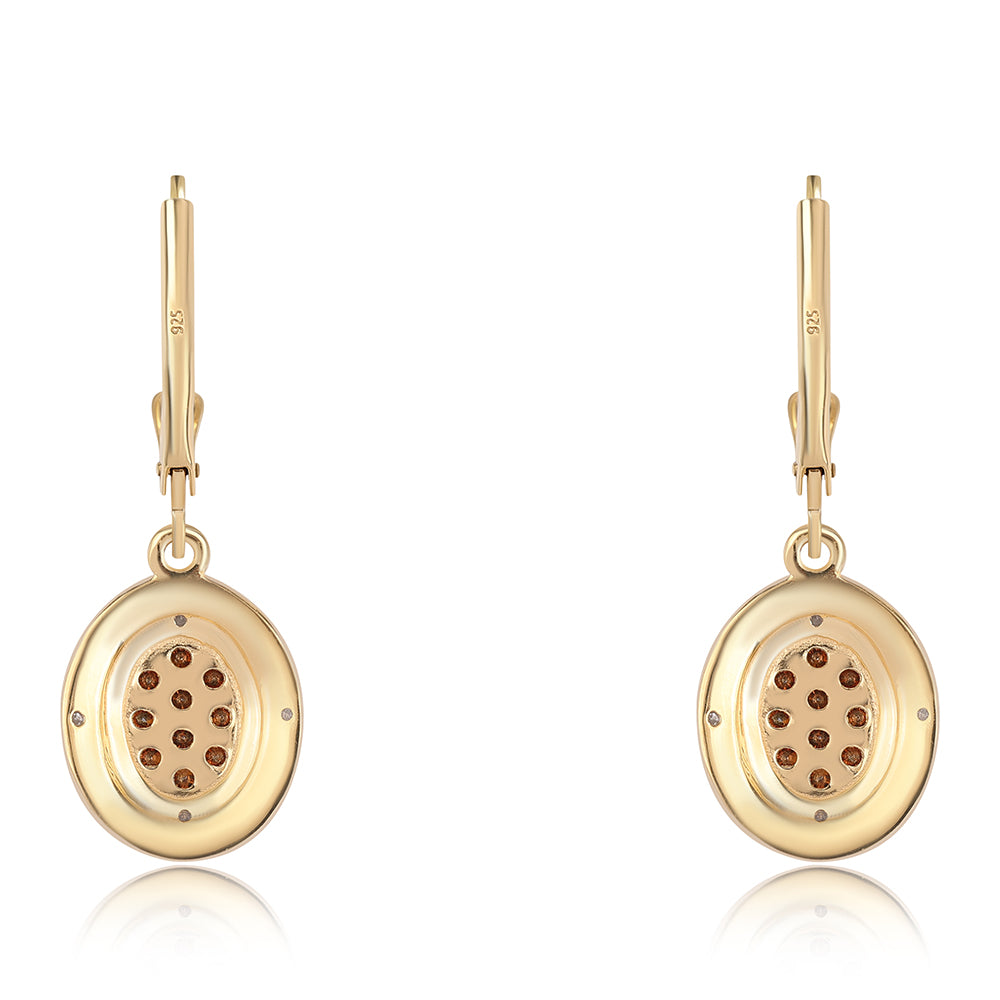 Pozlátené Strieborné Náušnice s Červeným Diamantom a Bielym Diamantom 2 