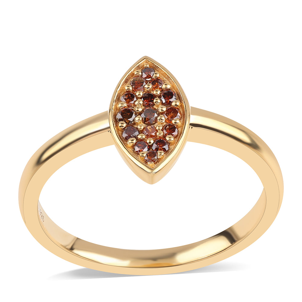 Pozlátený Strieborný Prsteň s Červeným Diamantom
