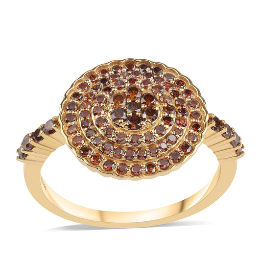 Pozlátený Strieborný Prsteň s Červeným Diamantom