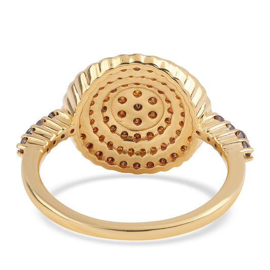 Pozlátený Strieborný Prsteň s Červeným Diamantom