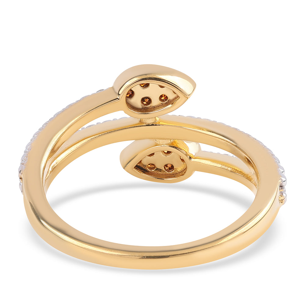 Pozlátený Strieborný Prsteň s Červeným Diamantom a Bielym Diamantom 2 