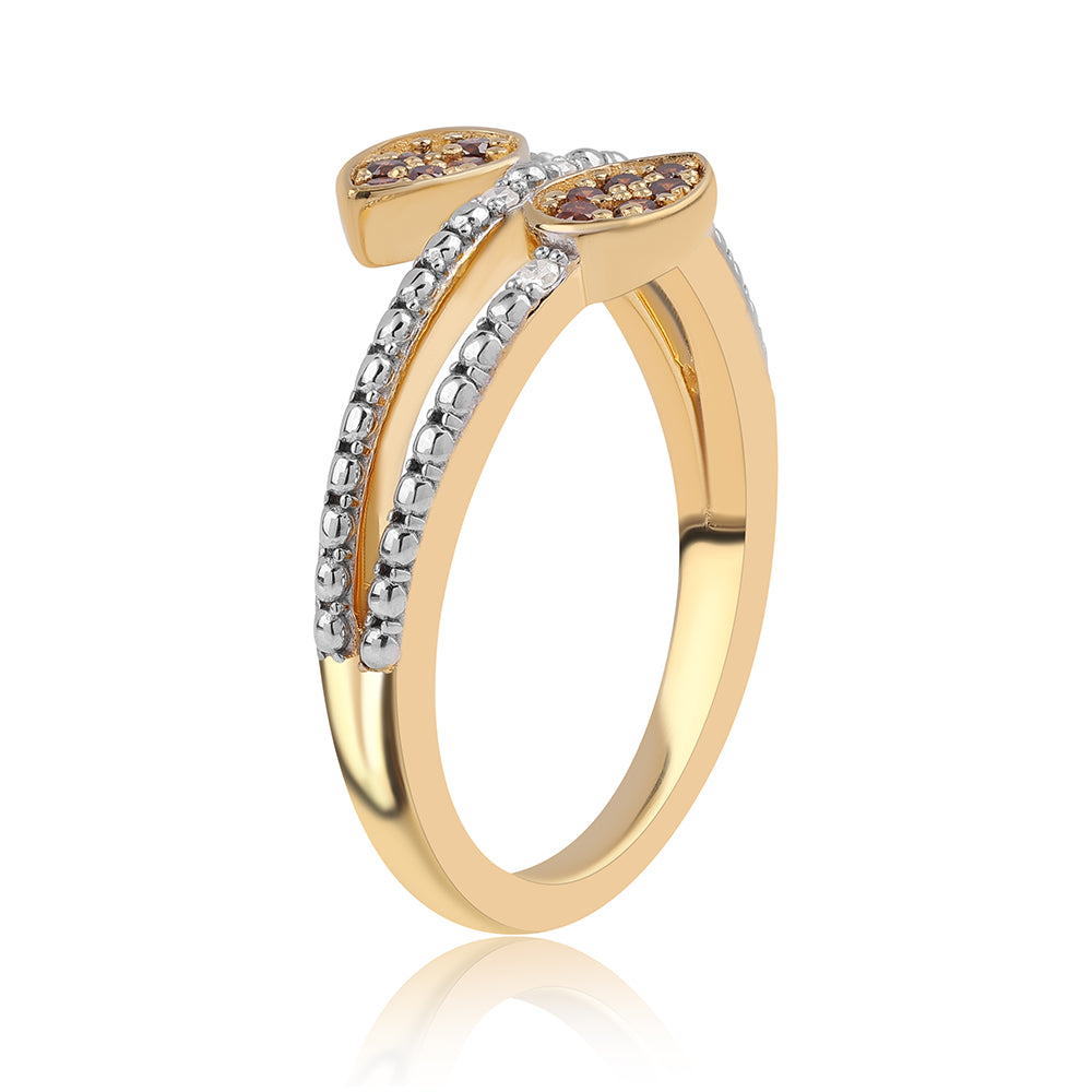 Pozlátený Strieborný Prsteň s Červeným Diamantom a Bielym Diamantom 3 