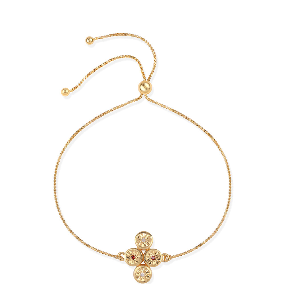 Pozlátený Strieborný Náramok s Červeným Diamantom a Bielym Diamantom 1 