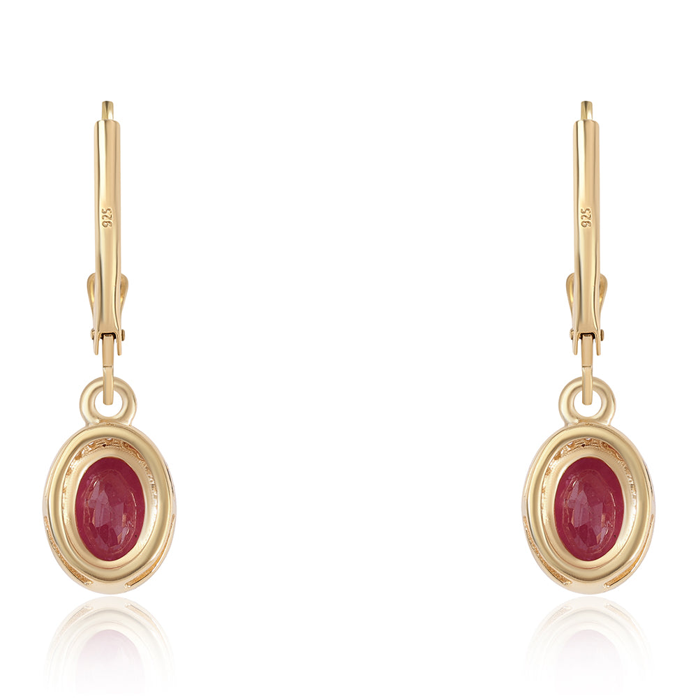 Pozlátené Strieborné Sada s Thajským Rubínom a Brazílskym Smaragdom 2 