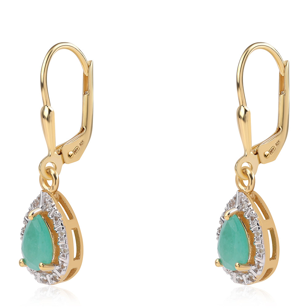 Pozlátené Strieborné Sada s Thajským Rubínom a Brazílskym Smaragdom