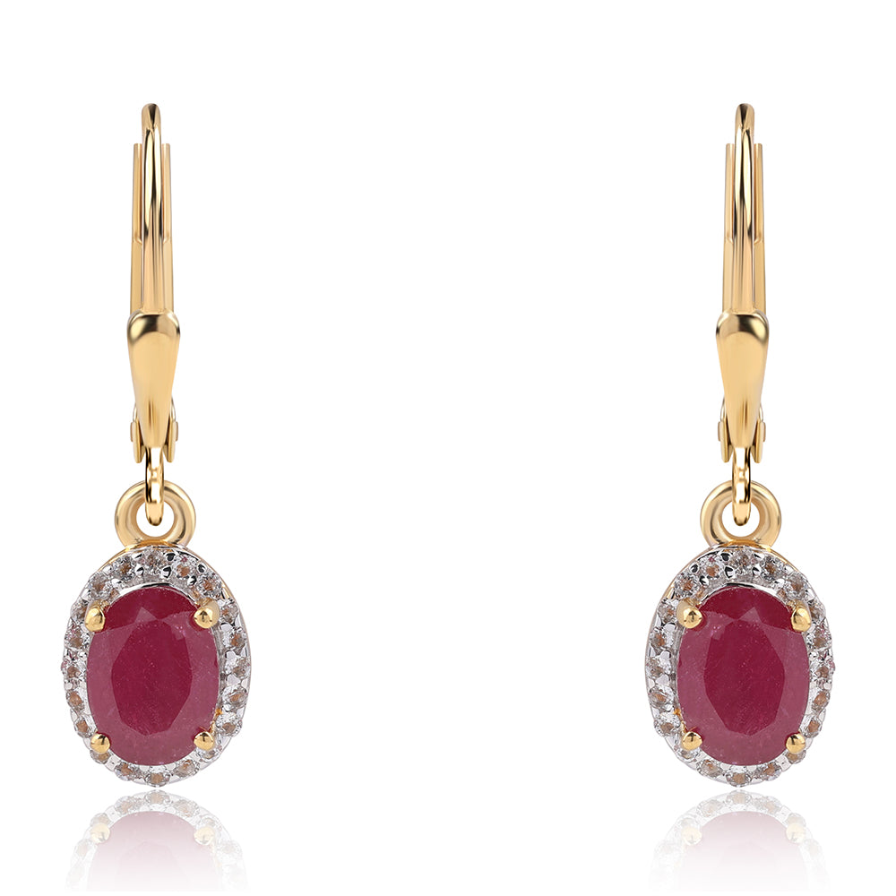 Pozlátené Strieborné Sada s Thajským Rubínom a Brazílskym Smaragdom 11 