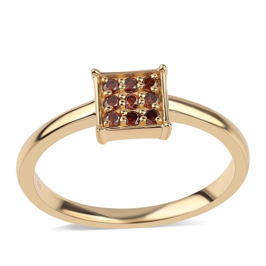 Pozlátený Strieborný Prsteň s Červeným Diamantom