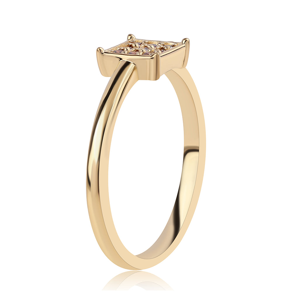 Pozlátený Strieborný Prsteň s Červeným Diamantom 2 