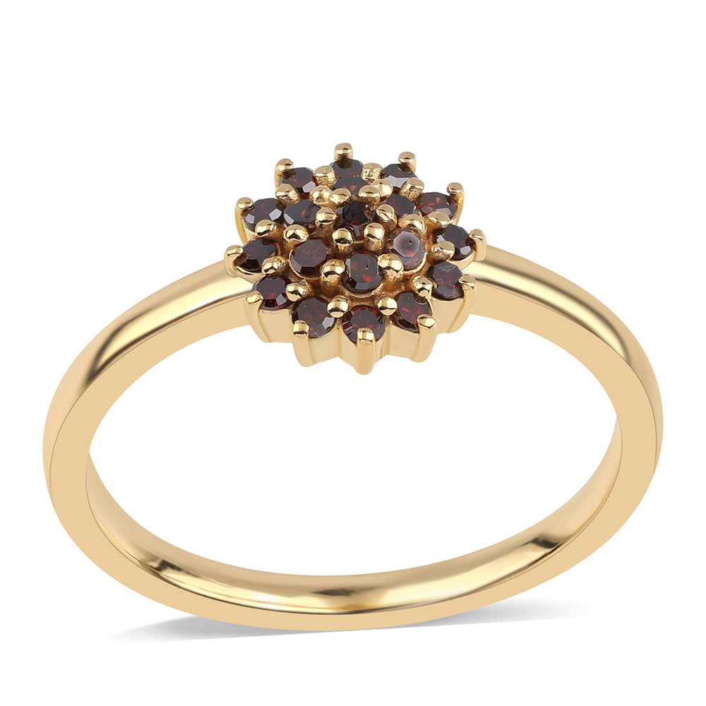 Pozlátený Strieborný Prsteň s Červeným Diamantom 1 