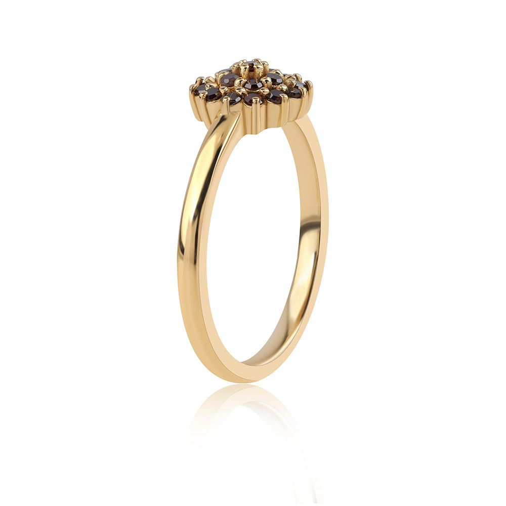 Pozlátený Strieborný Prsteň s Červeným Diamantom