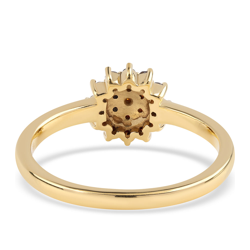 Pozlátený Strieborný Prsteň s Červeným Diamantom 3 