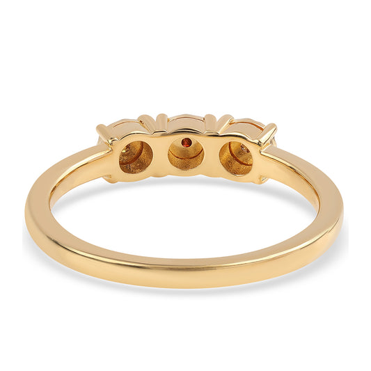 Pozlátený Strieborný Prsteň s Červeným Diamantom