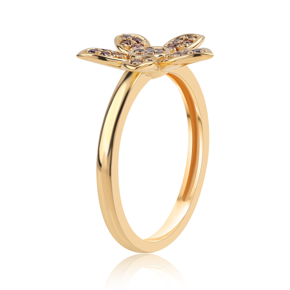 Pozlátený Strieborný Prsteň s Červeným Diamantom 2 