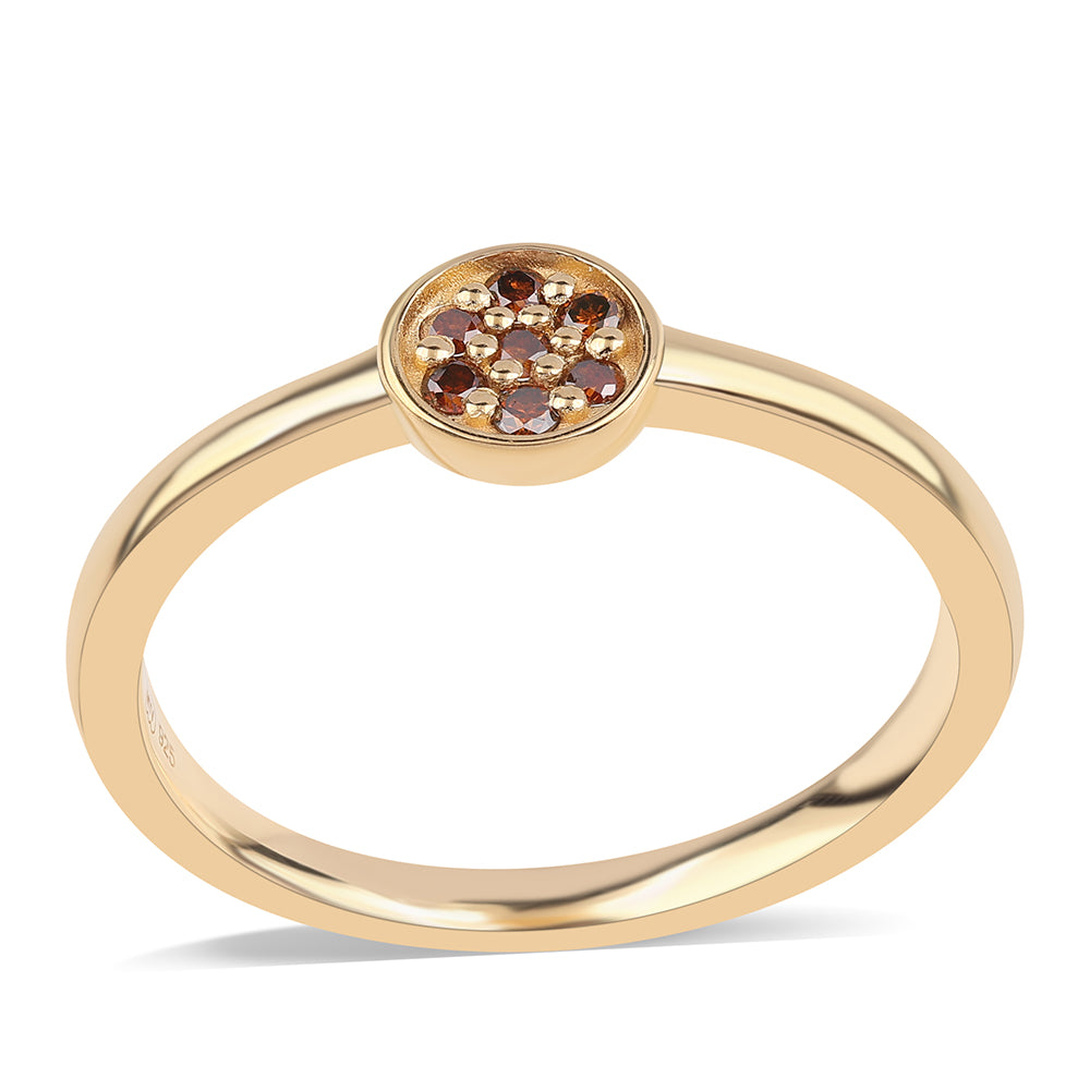 Pozlátený Strieborný Prsteň s Červeným Diamantom 1 