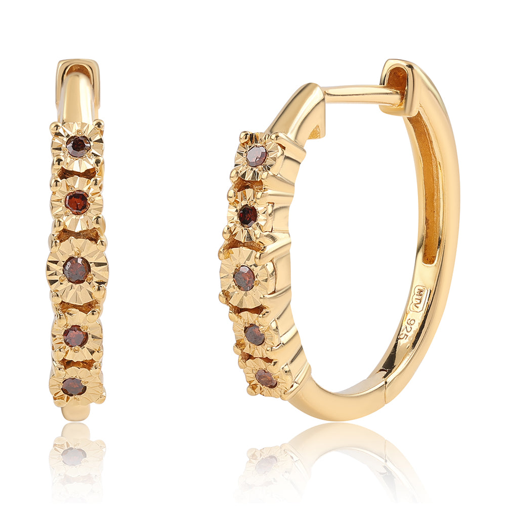 Pozlátené Strieborné Náušnice s Červeným Diamantom