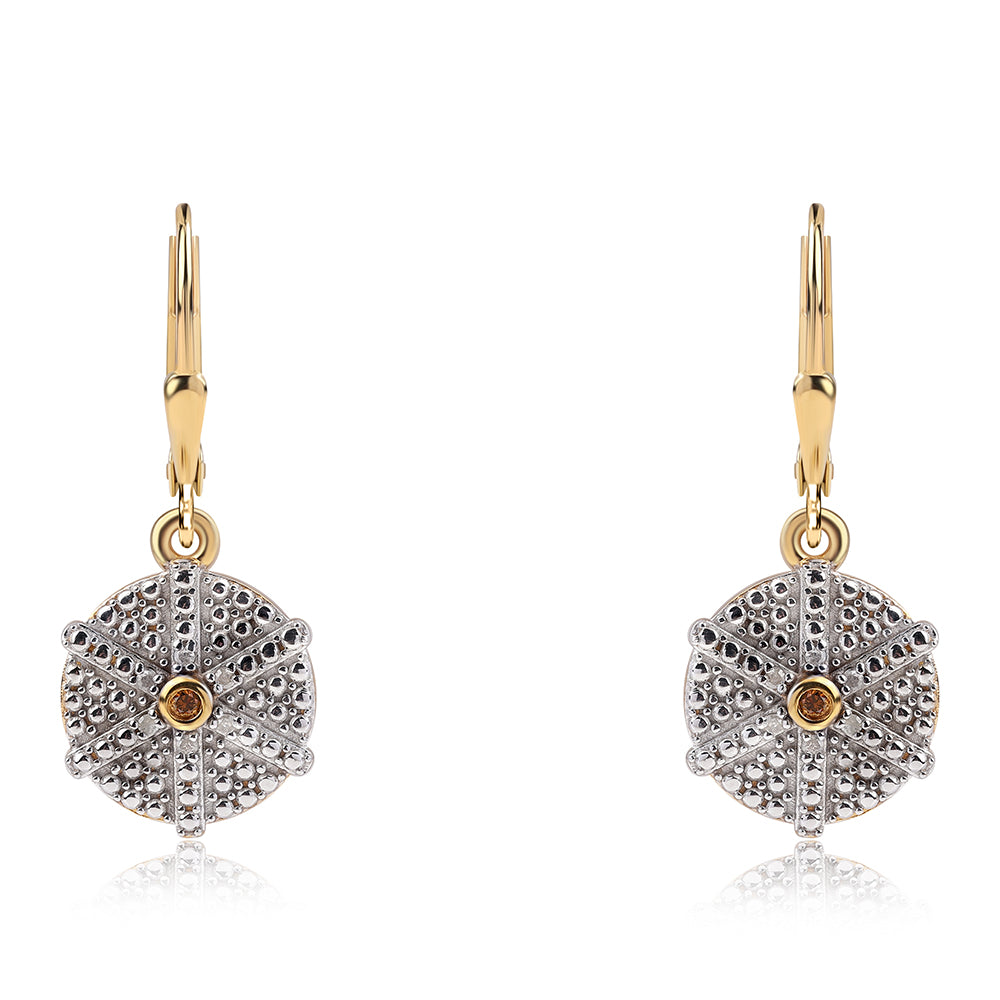 Pozlátené Strieborné Náušnice s Červeným Diamantom a Bielym Diamantom