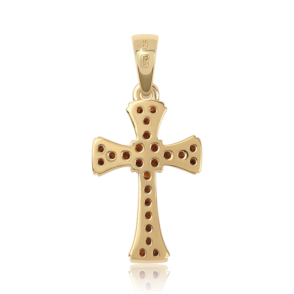 Kríž Pozlátený Strieborný Prívesok s Červeným Diamantom 2 